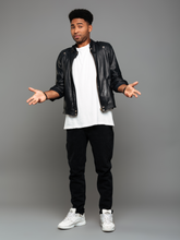 MEN'S BLACK LEATHER BIKER JACKET