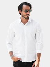 Snitch Men Solid Formal White Shirt