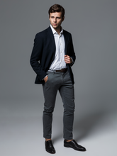 Men's Navy Check Slim Fit Casual Blazer – Stylish Tailored Jacket