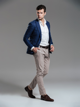 Men Navy Check Slim Fit Casual Blazer