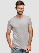 Men's Grey Heather Crew Neck T-Shirt – Classic Casual Short Sleeve Top