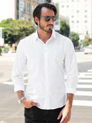 Snitch Men Solid Formal White Shirt