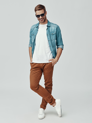 Mens Rust Casual Trouser Parx Dark Brown Jeans